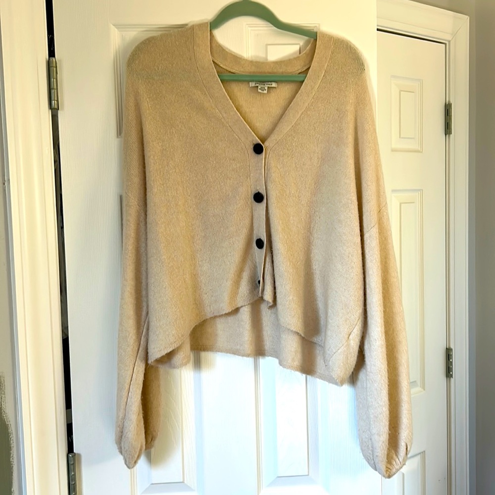 M Beige Button Sweater